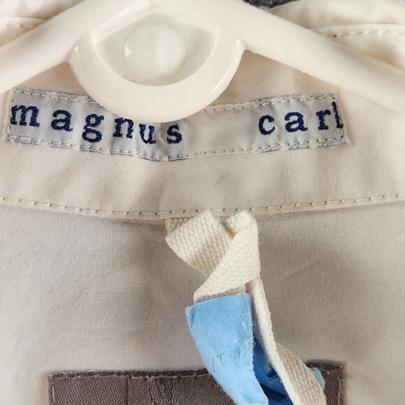 VTG Campus By Marc O Polo XL Germany Made Snap Up Long Sleeve Elbow Patch White - Picture 12 of 16